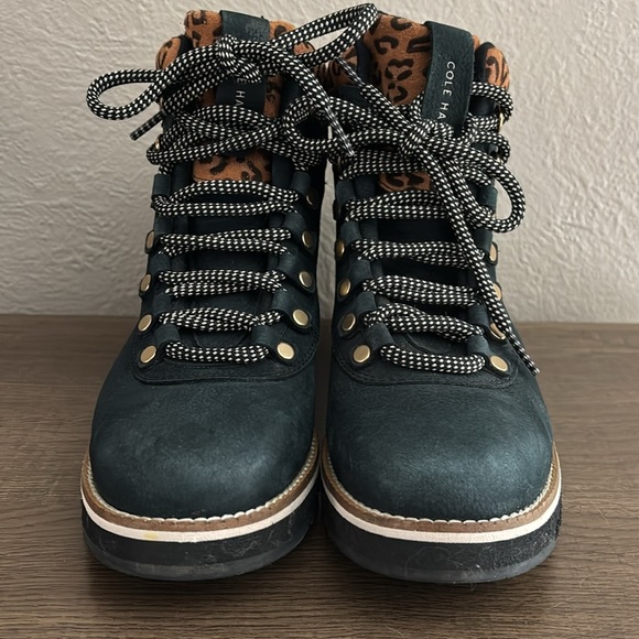 Cole Haan Women's Zerogrand Explorer Hiking Boot Waterproof Black Leopard SZ 7B - Picture 3 of 9